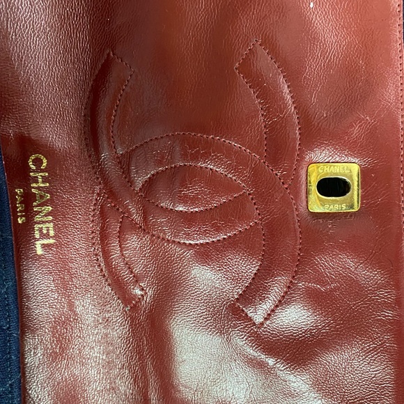 Chanel Blue Quilted Jersey Fabric Vintage Medium Classic Double Flap Bag - Picture 4 of 6